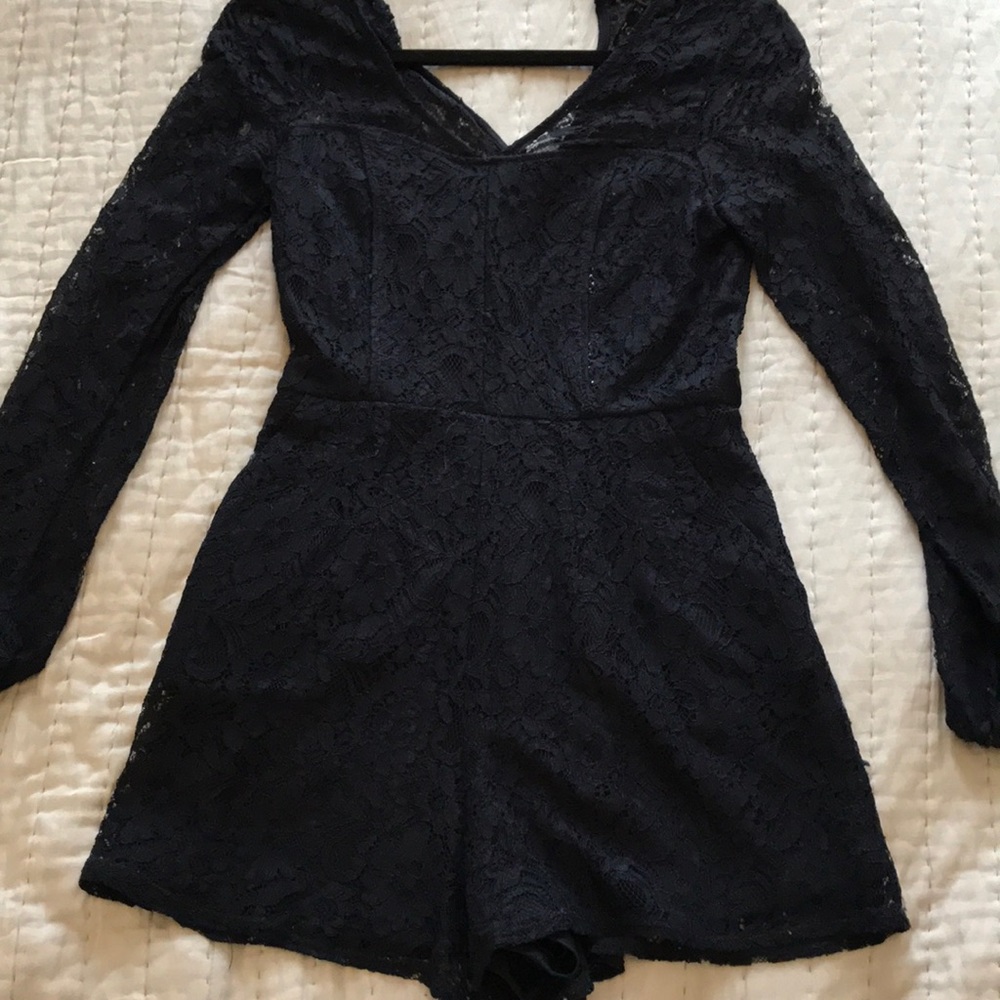 Navy lace romper